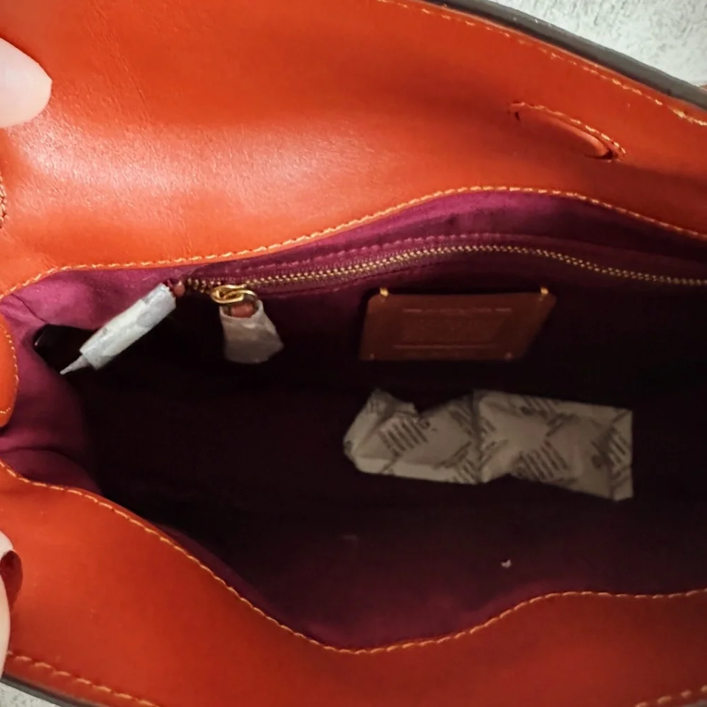 Coach Signature Canvas Crossbody Bag with Tan and Rust Accents - Picture 3 of 7